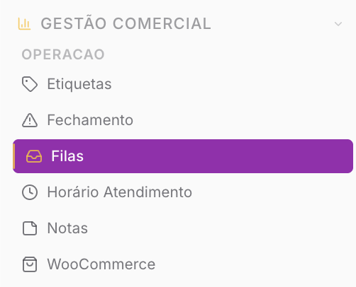 Filas — Operação (Gestão comercial)