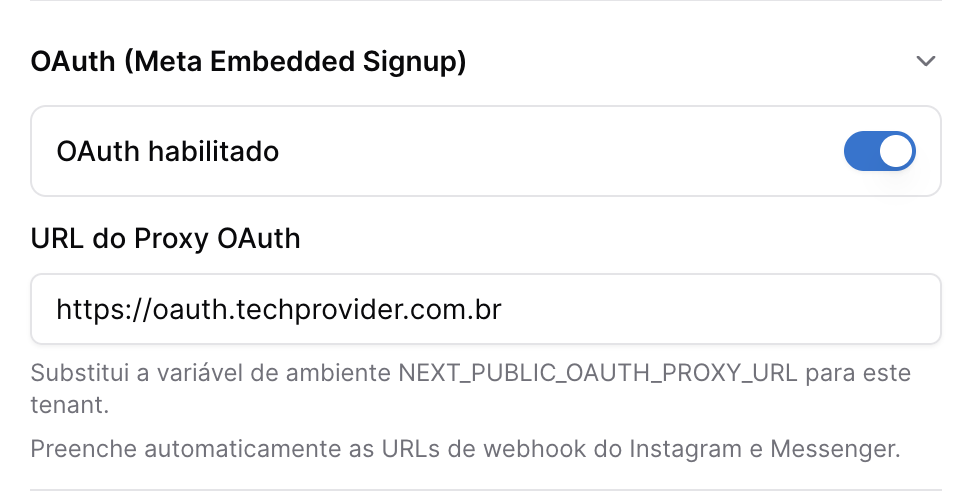WhatsApp Oficial OAuth (login) — Canais de comunicação