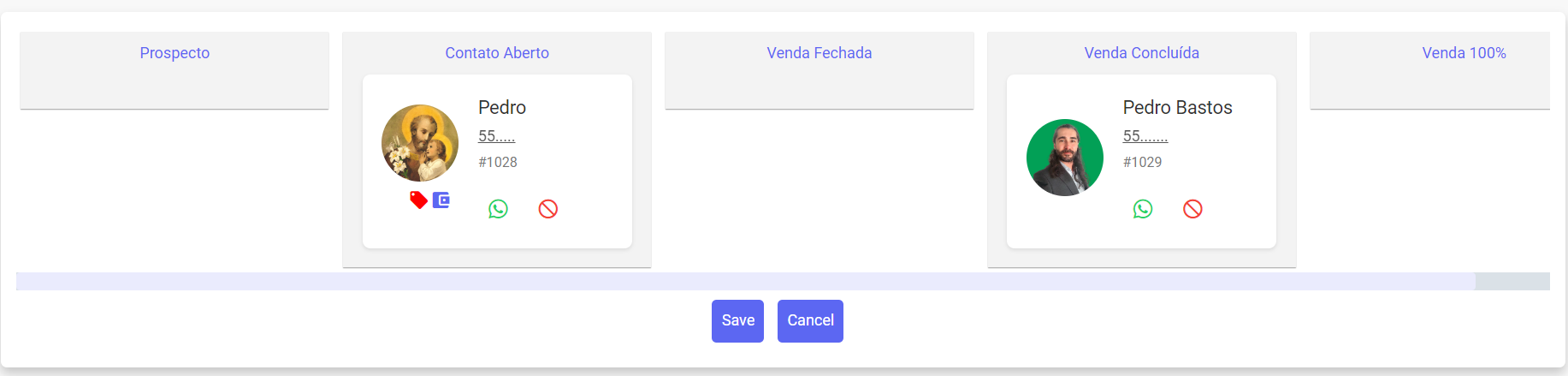 Kanban de atendimento — Gestão