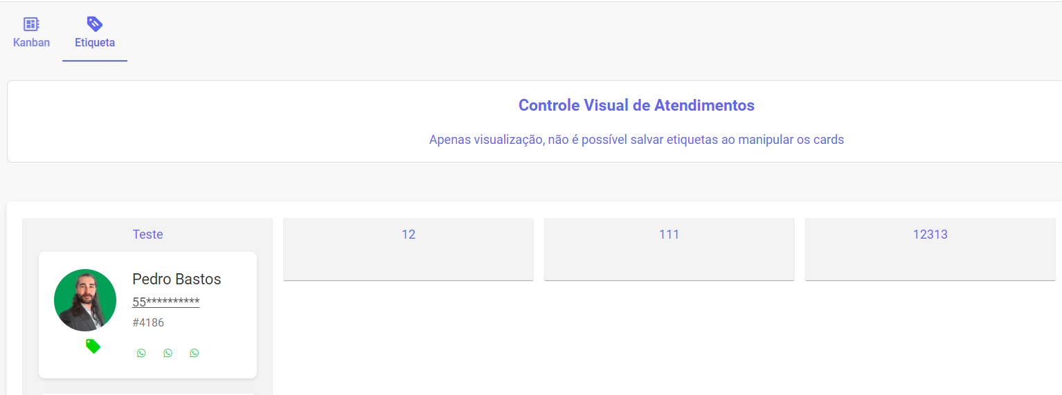 Kanban de atendimento — Gestão