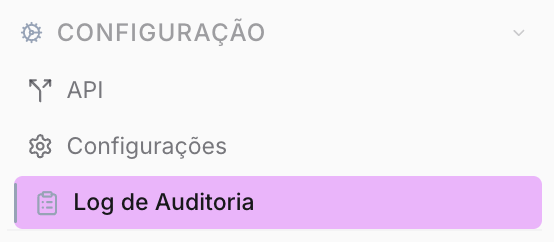 Log auditoria (admin) — Configuração